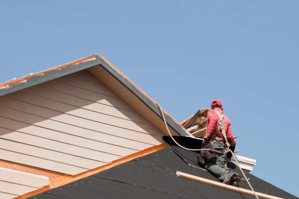 Roof repairs of an apartment building in Colorado.
