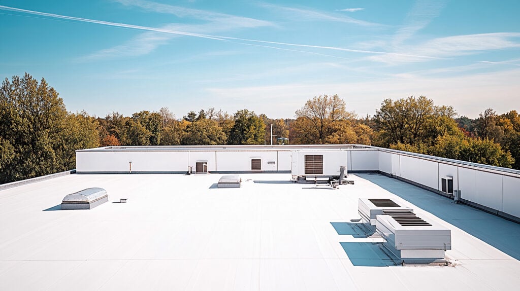 white flat roof vents