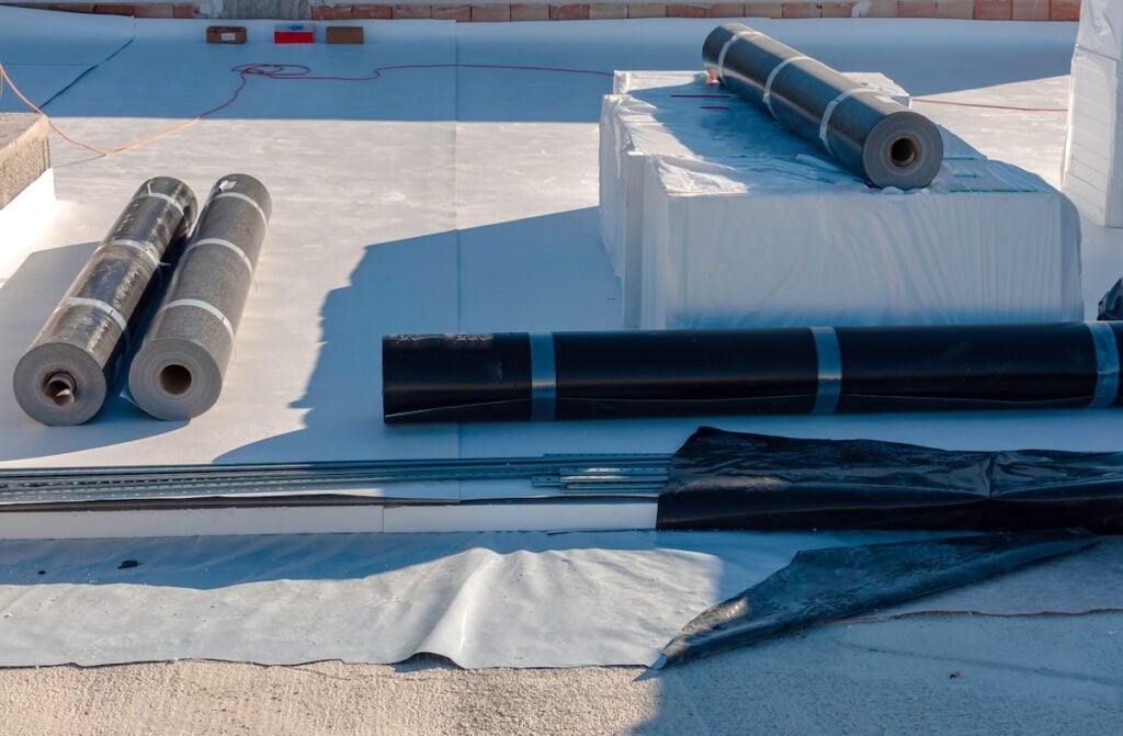 stratigraphy of the materials to waterproof a terrace in a new building with the following products:
