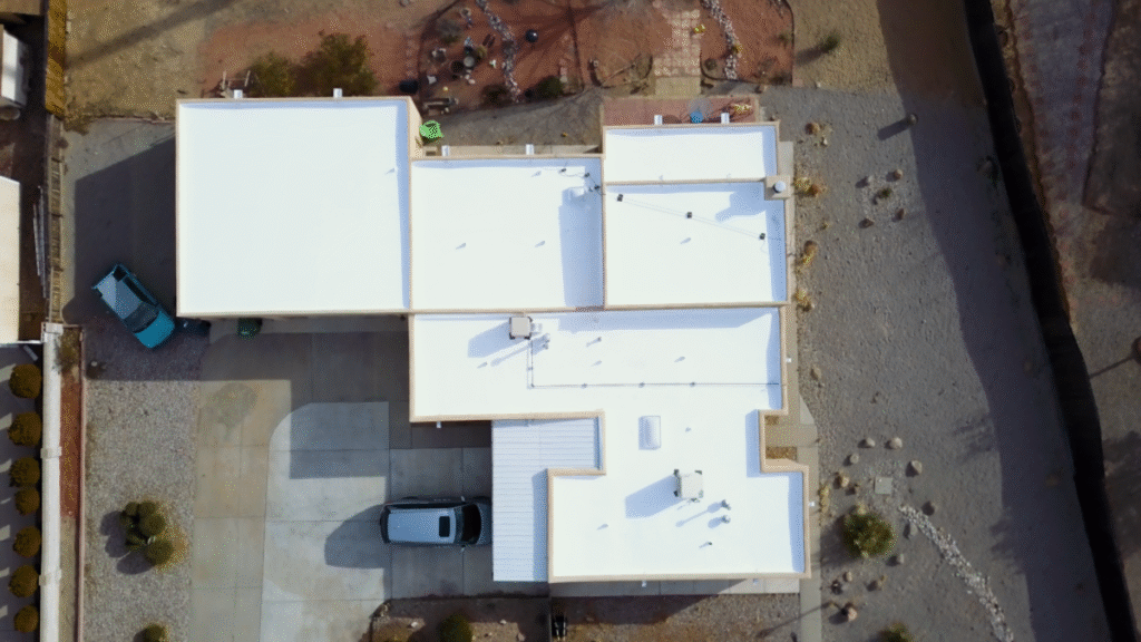 top view of a pvc roof new