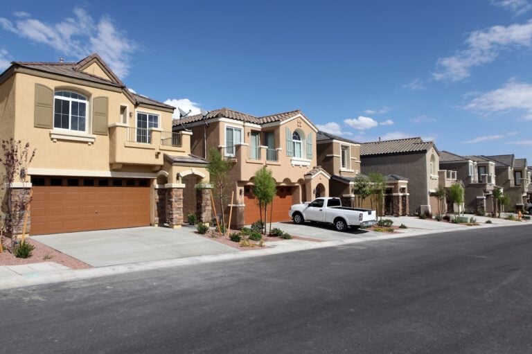 Modern desert suburban housing tract in the Southwestern United States.
