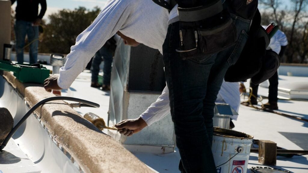 Cabezon roofing worker on commercial roof