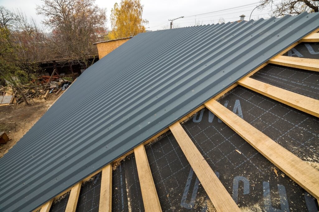 metal roof panels with new underlay